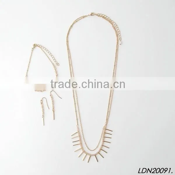 Fashion leaf druzy and heart with tassel necklace with matching earrings and bracelet