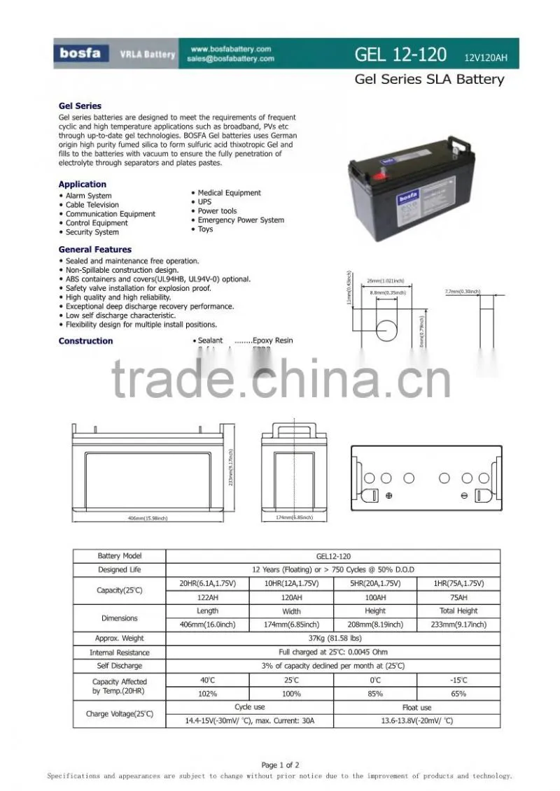 solar gel battery 12v120ah sealed gel battery cheap
