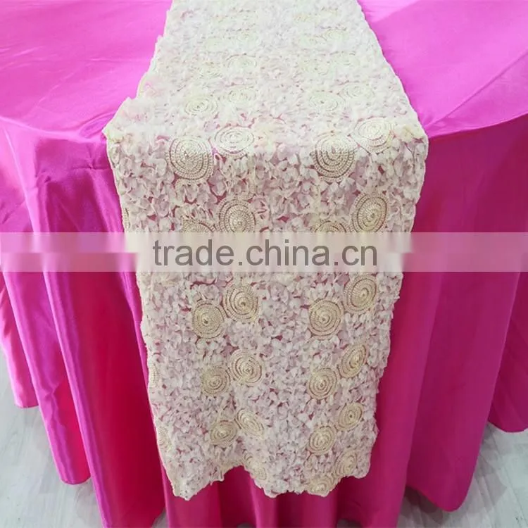 Fancy ivory ribbon chiffon linen table runner size