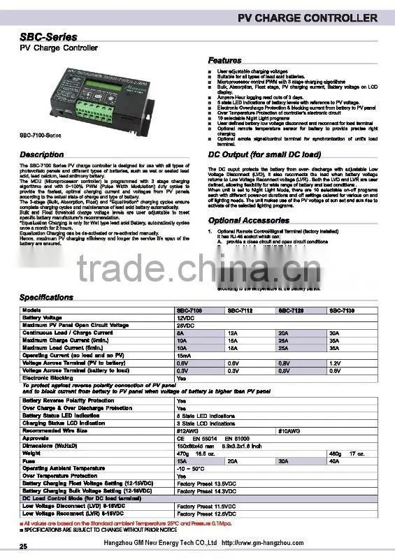 PV MCU Controller 12V 10A /CE/MANSON