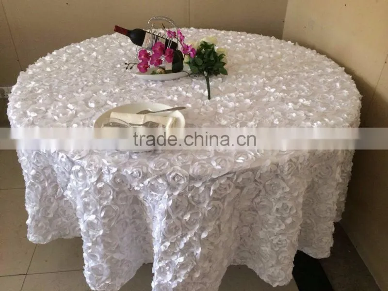 Luxury satin rosette table cloth for wedding banquet
