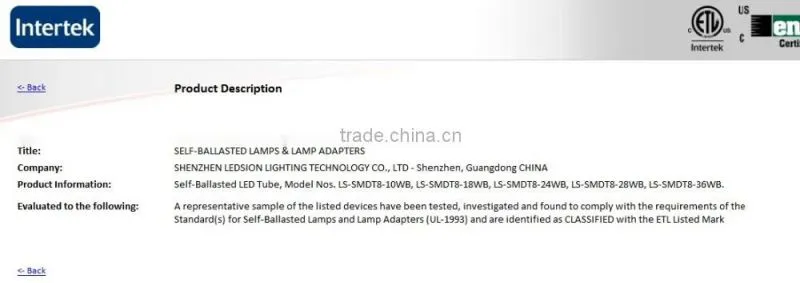 ETL 1960lm 3000k 120cm 18w linear led tube