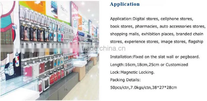 Security Display metal peg hook metal security magnetic peg hook