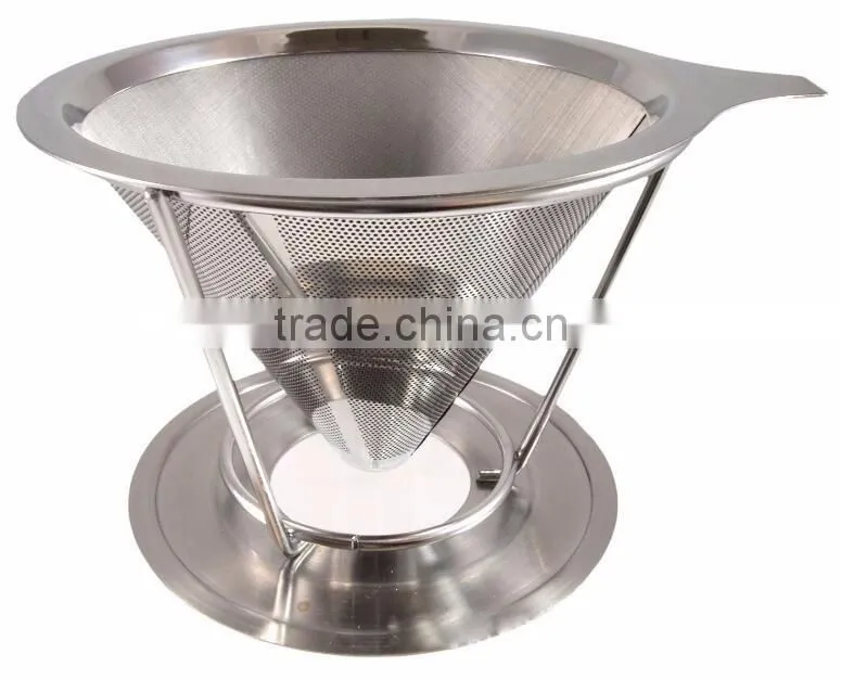 Pour Over Coffee Cone Stainless Steel Coffee Filter Brewer with Pour Over Coffee Stand Coffee Dripper