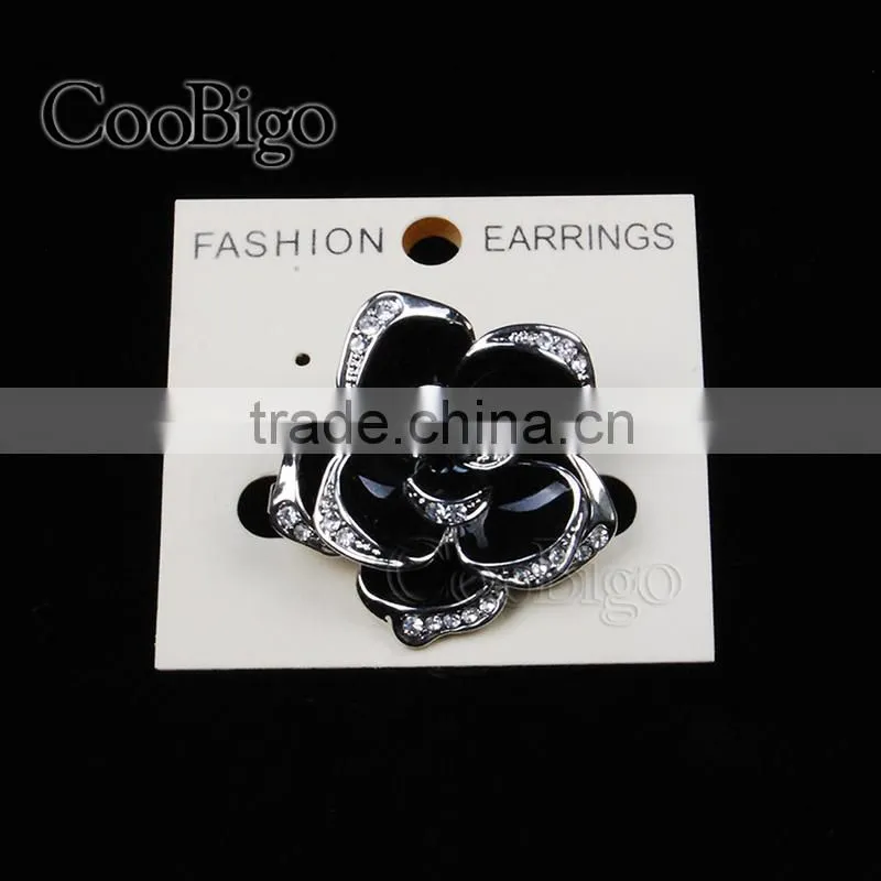 Fashion Jewelry Black Flower Rhinestone Brooches Pin Women Gift Dresses Hijab Scarf Apparel Accessories