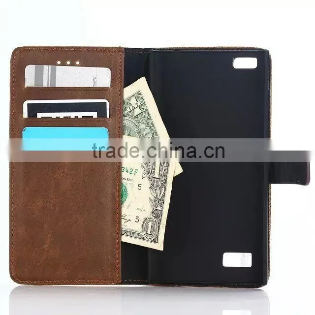 Most popular flip pattern wallet leather case for Blackberry LEAP with stand