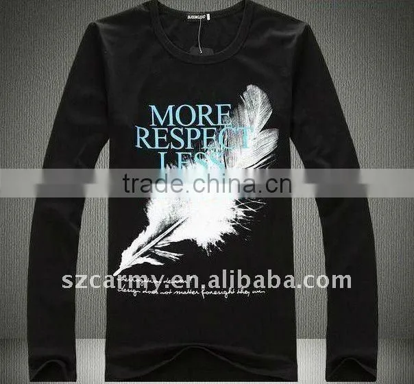 Autumn & Winter 100% Cotton Korean Style Fashionable Personality Black Couple's Casual Long Sleeve Tee Shirts