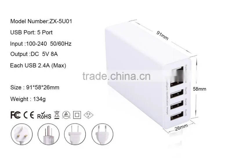 2016 Consumer Electronics Handy Charger 5-PORT USB Phone Charger