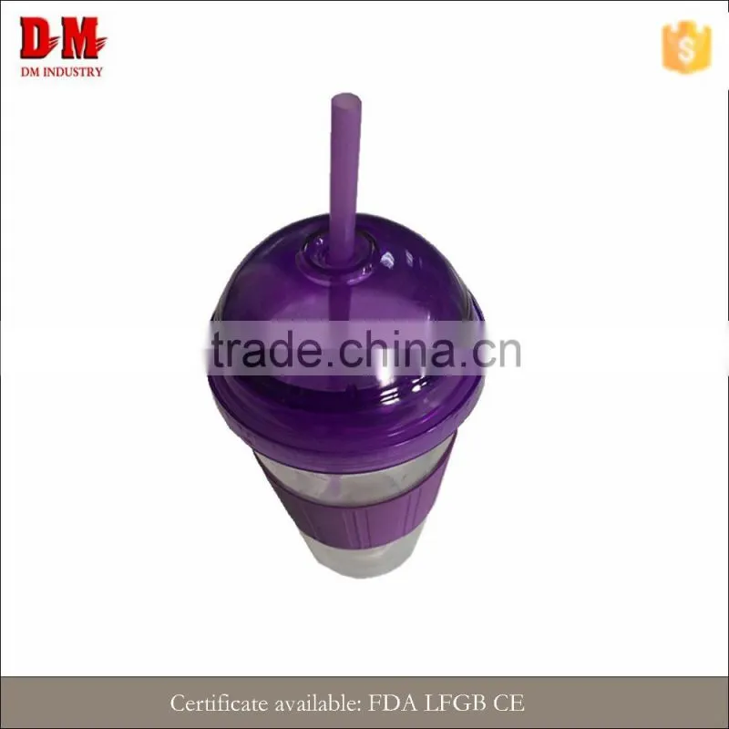Round Environmental Transparent Plastic Cup With Lid And Straw