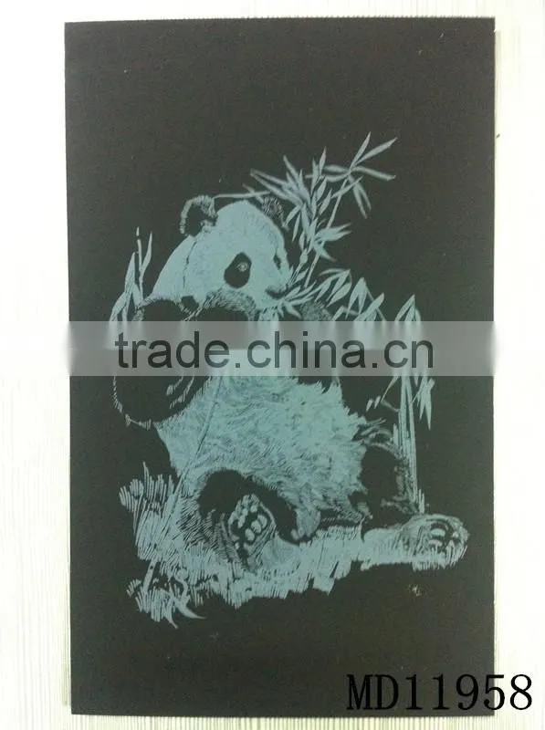 Cute Panda Print inkjet Engraving card/Scratch art foil paper/foil card/Scratch foil paper engraving art quilling art paper