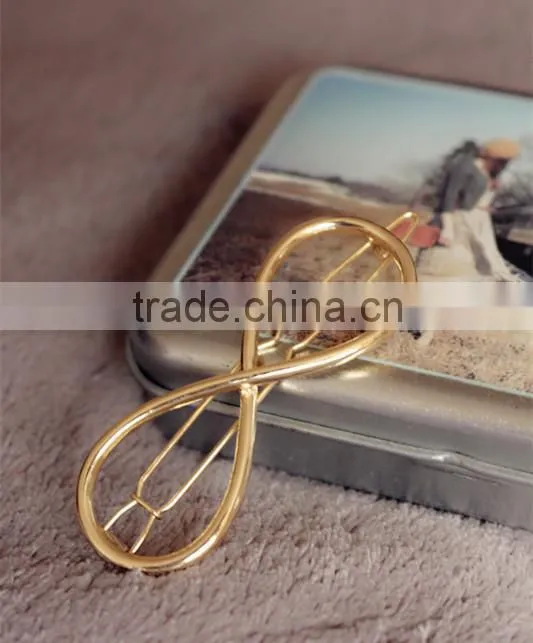Yiwu factory gold infinity hair clip,fashion girls hair clip