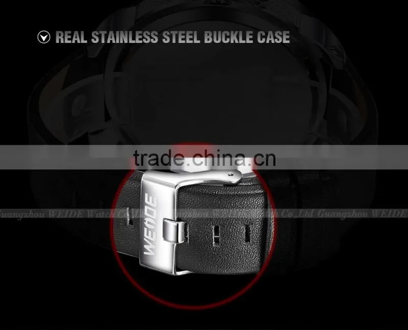 Weide Oversize Quartz Analog Dual Time Zone Digital Watches With Genuine Leather Band Water Resistant Watches Men Alibaba.China