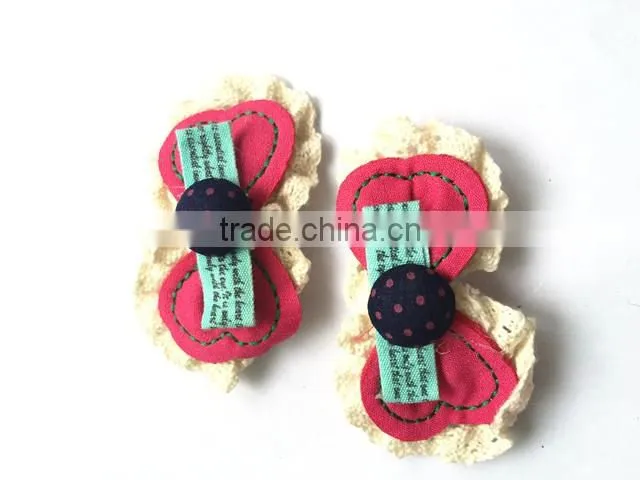 New design cute cotton fabric flower children hair clip set NCA160314