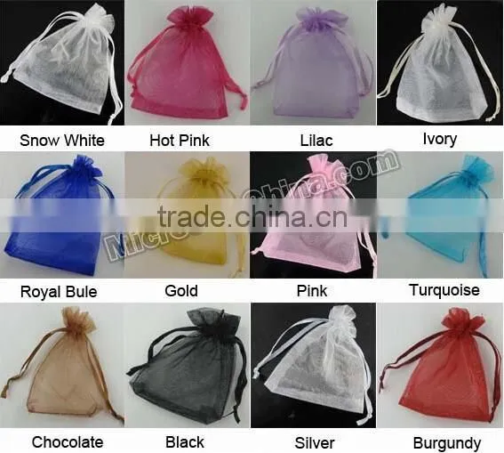 7x9cm Wholesale Drawable Red Small Organza Bags Favor Christmas Gift Wedding Organza Bag