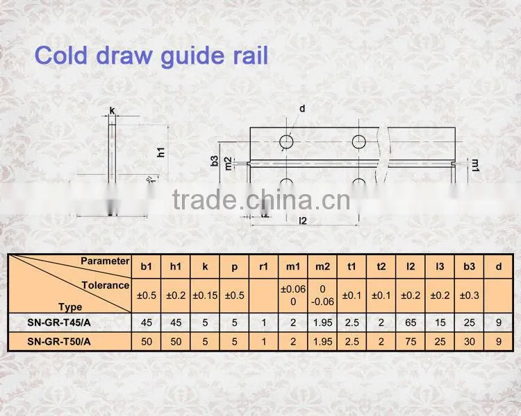 Guide rails, elevator guide rail shoes, linear guide rail, Elevator parts, SN-GR