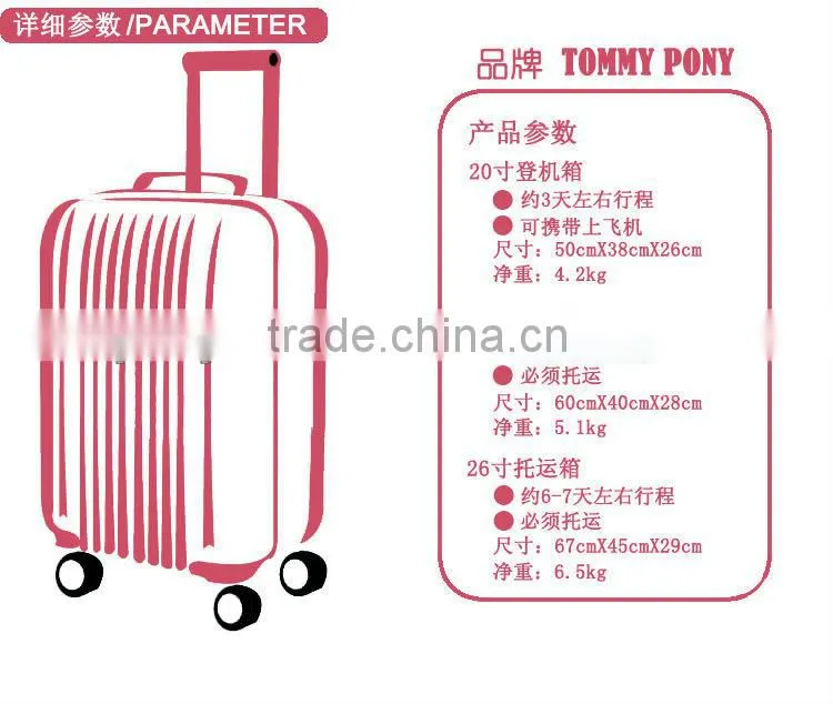 2014 china supplier new design ABS+PC Hard plastic Luggage with aluminium frame