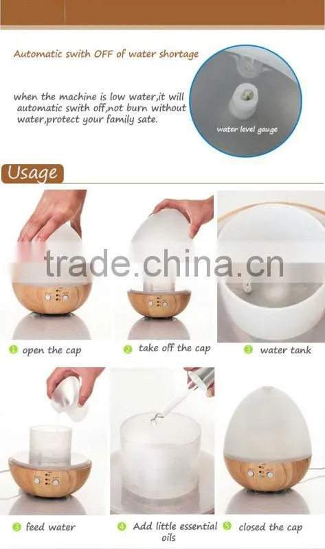 Egg shape glass wholesale aromatherapy humidifier with warm LED light
