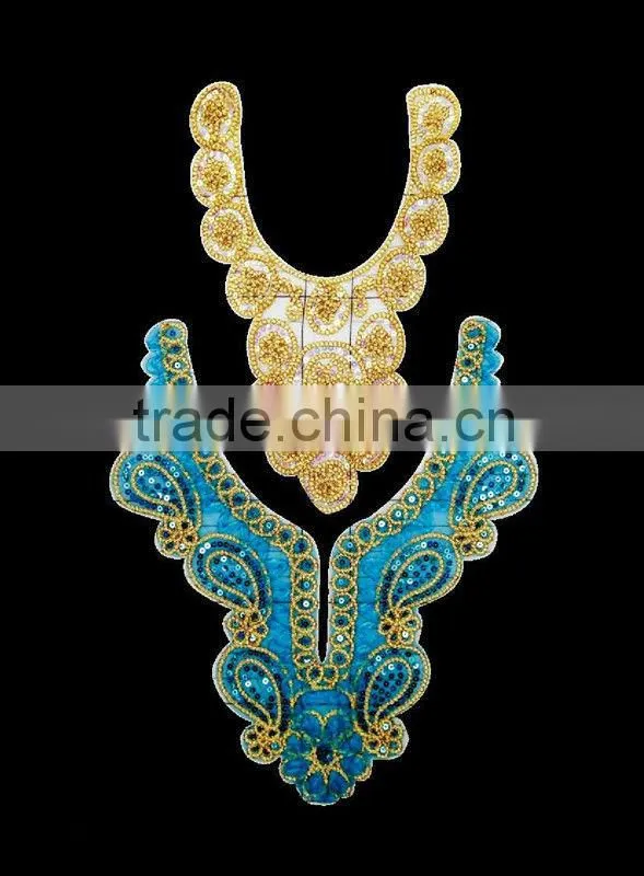 Beaded and sequin applique for garment butterfly collar