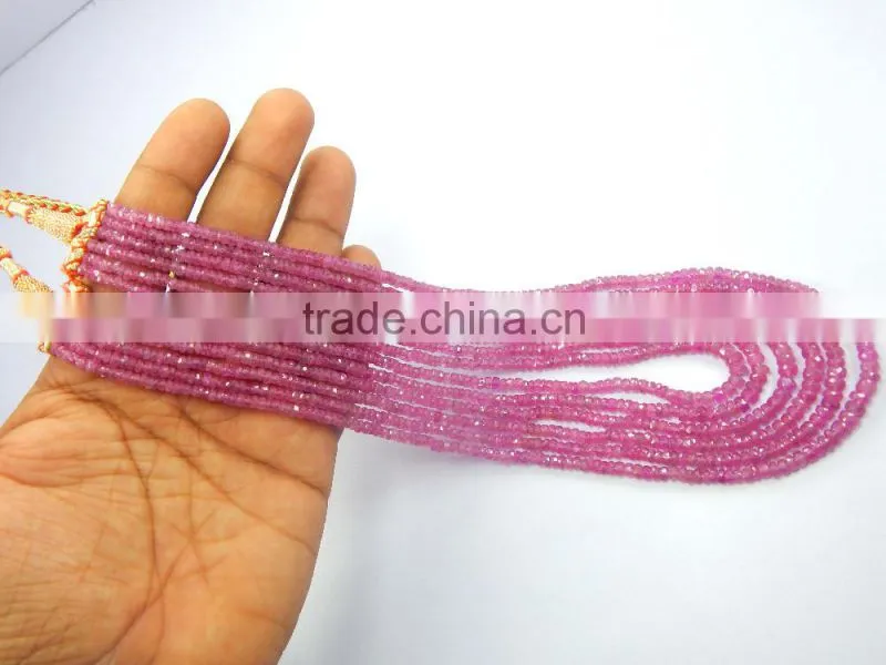 Natural Pink Sapphire Roundel Faceted Beads
