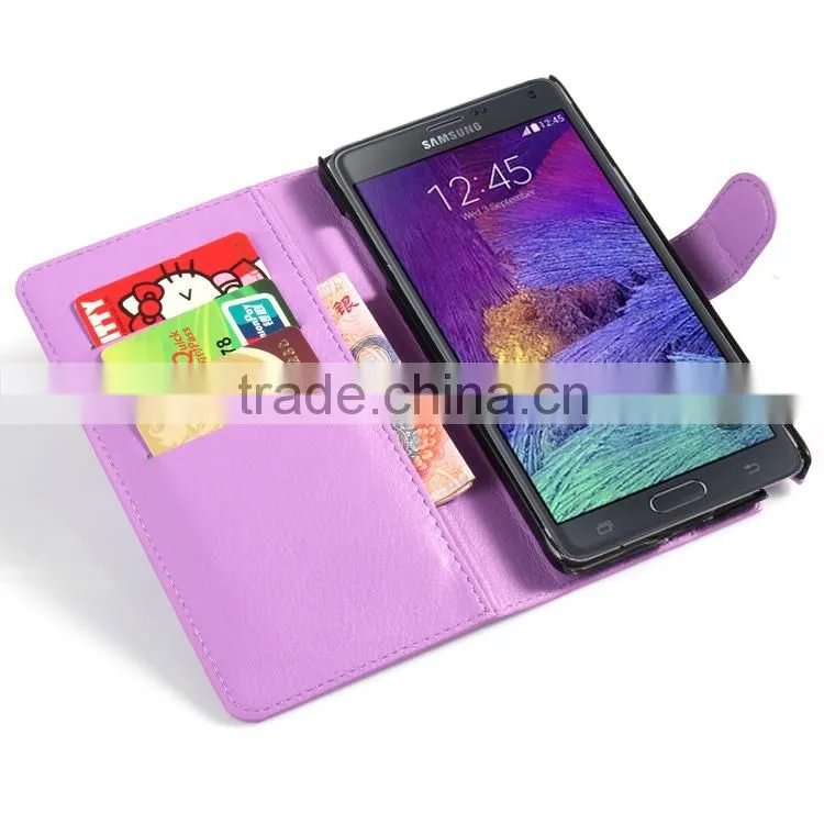 Wholesale Folio Stand Case PU Leather Flip Cover with Wallet for Samsung GALAXY Note4