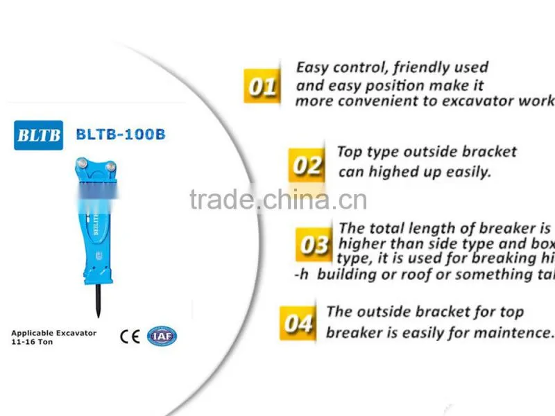 CE Standard BLTB-100 box type/side type/top type hydraulic hammer for 11-16ton excavator