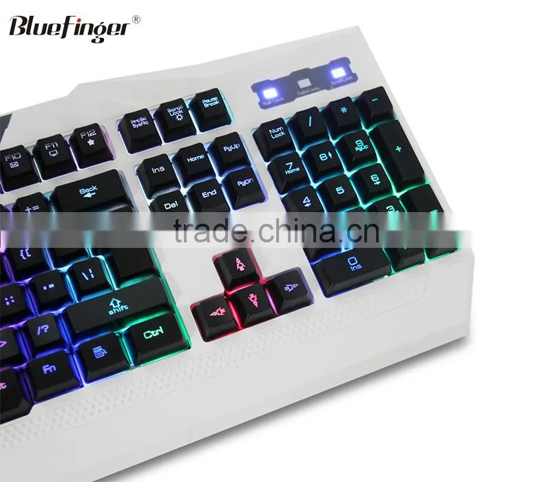 USB laptop with white keyboard for gaming in rainbow backlit