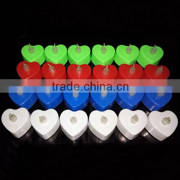 24Pcs / Box 7 Color rechargeable Heart Shaped Tea Light Candle