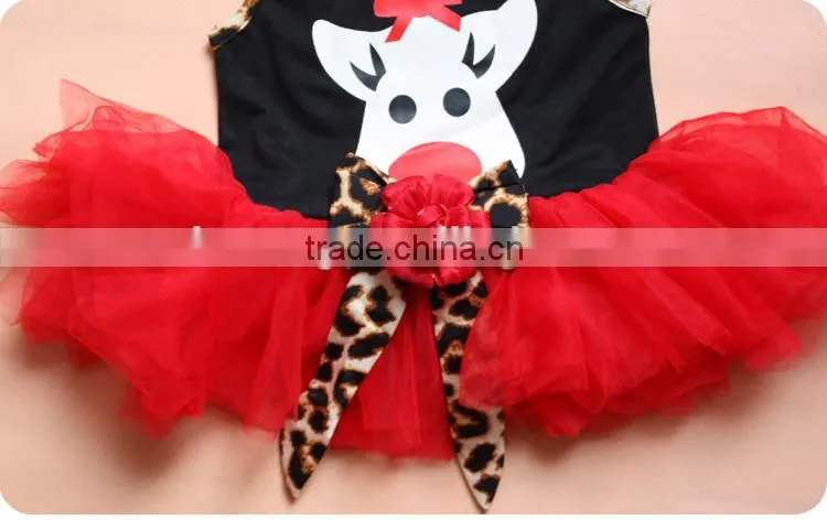 2015 party dress 2 pcs leopard pants fashion newborn christmas baby girl outfit