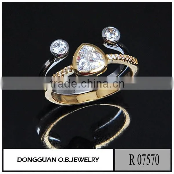 Fashion ring finger rings with red diamond for wedding ring / double rings
