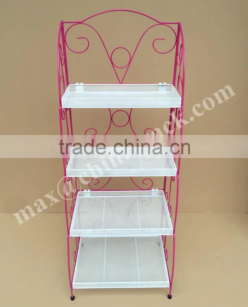Convenient Folding Cosmetic Wire Basket Display Rack