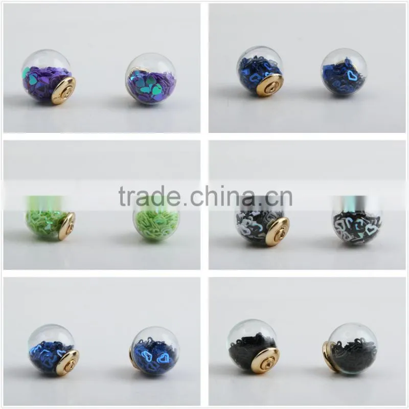 2016 New Korean fashion Wild European style simple double ball candy-colored wild earrings Women Brand earring jewelry