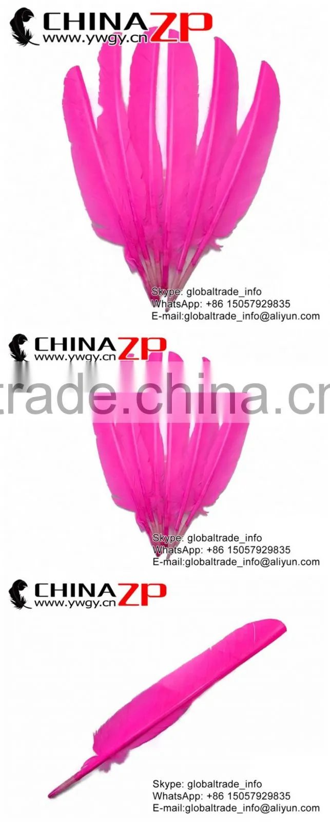 ZPDECOR Crafts Factory Eagle Natural Dyed Hot Pink Turkey Pointers Quill Large Feathers for Sale