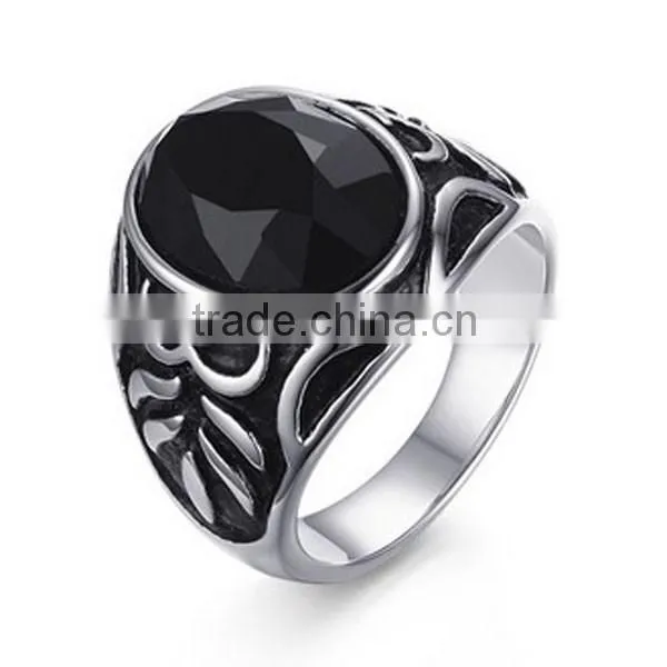 High Quality 2016 Retro Style Agate Stainless Steel Ring