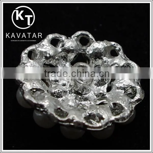 Good quality NK021 metal flower rhinestone button lead free metal shank buttons