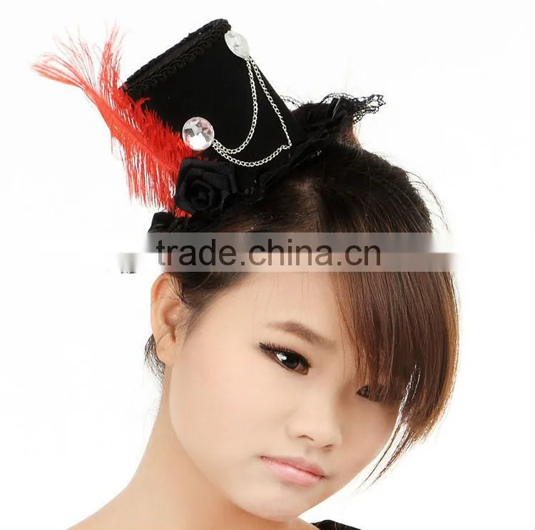 MYLOVE party hat for women red feather rose hat MLGM040
