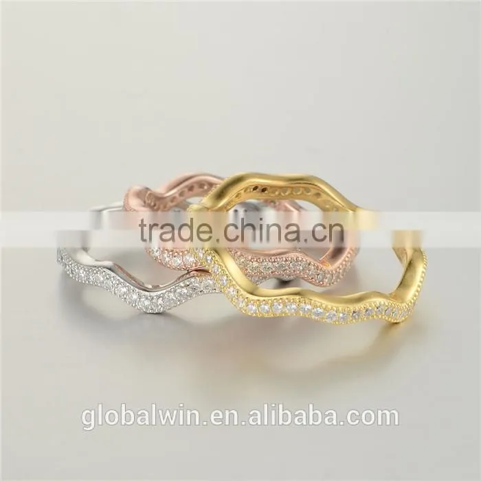 Fashion Jewelry Silver 925 Handmade Gold Plated Ring With Clear Zircon