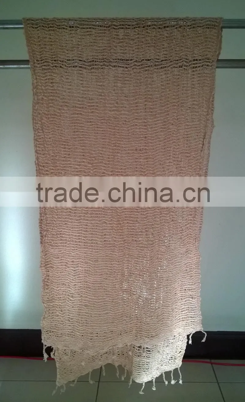 Beige Scarf and Shawl Genuine Naturally Dyed Colour Handmade Handcraft Weaving Scarfs & Shawls from Thailand