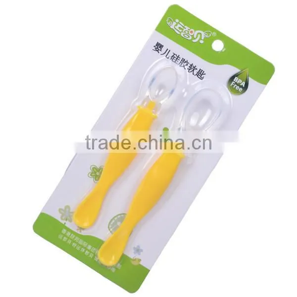 LFGB healthy silicone newborn baby feeder spoon handle baby spoon