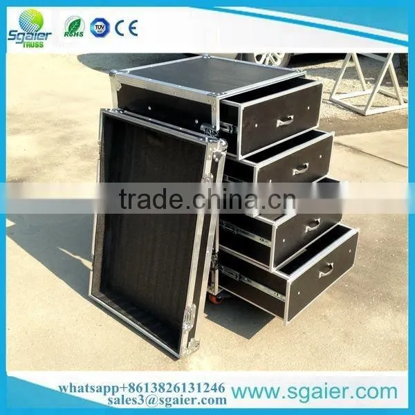 High quality 4U DJ rack drawers Flight Road Case with wheels