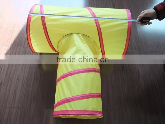 2016 New design Arrive T Style Cat Tunnel Pet Toy Wholesale Candy Color Polytser cat tunnel