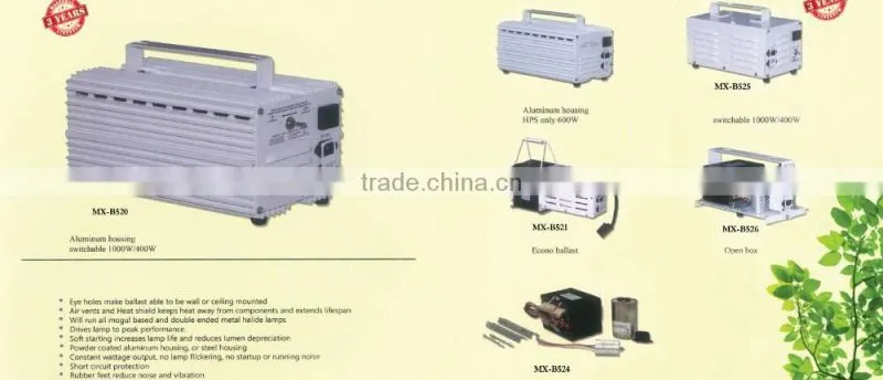 Hydroponics 1000W HPS / MH Grow Light Switchable Magnetic Ballast for Plant Growth