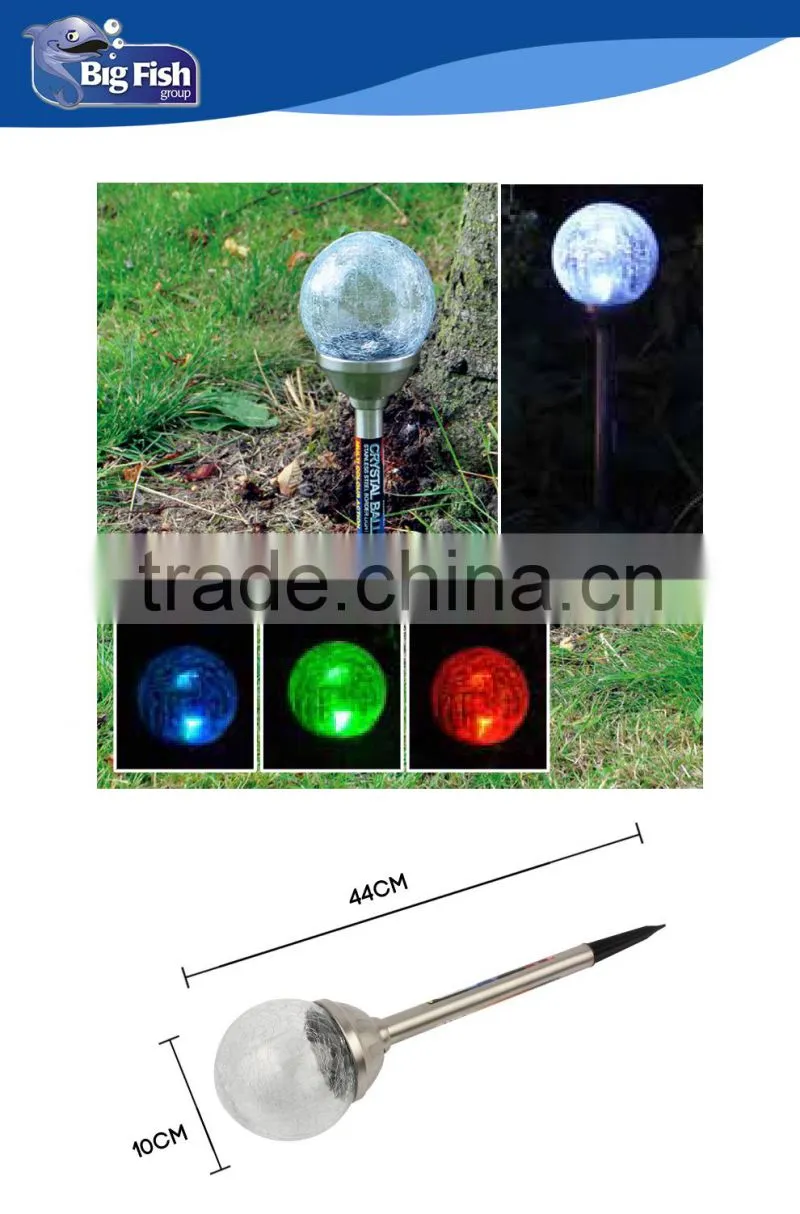 small stainless steel colour changing Solar Crackle globle glass ball lawn Light yard Path Light Solar lamp Solar LED Light