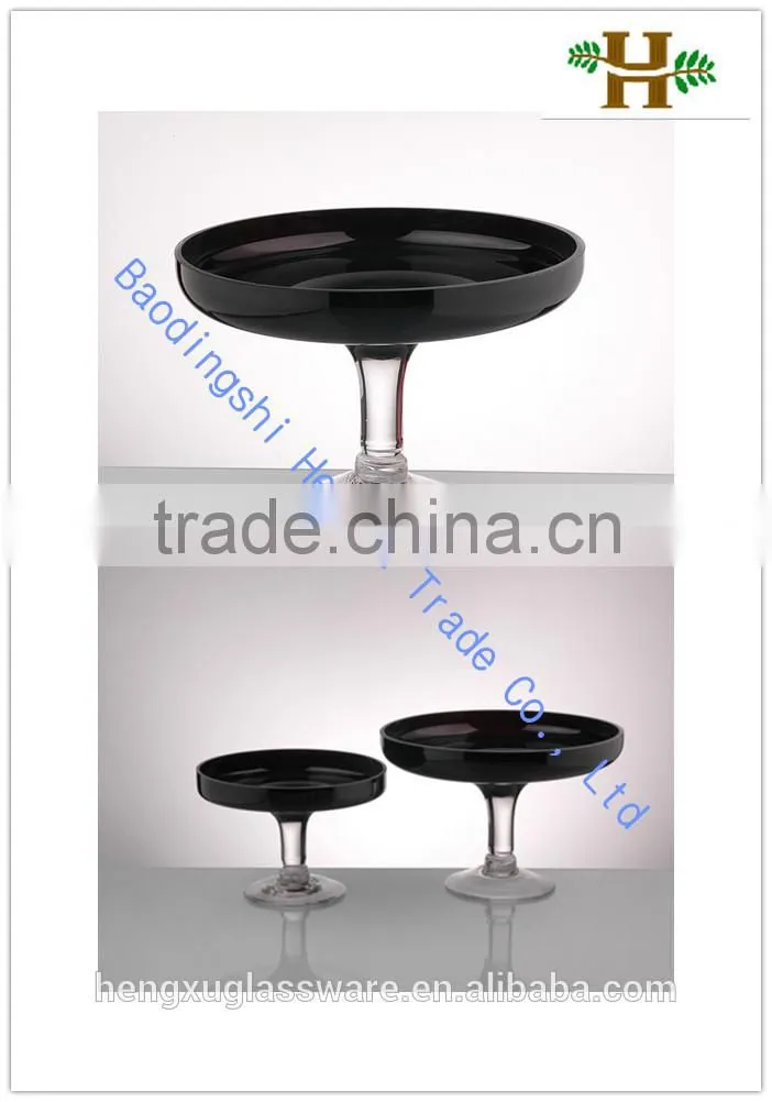 long stem glass fruit plate,colored glass plate