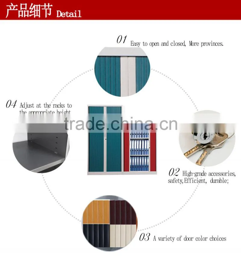 Executive Steel Side shutter door storage cabinets ,sturdy tambour door office cabinets,steel cupboard