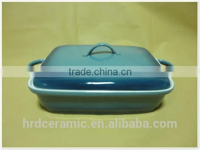 porcelain ovenware with handles Square shape ceramic bakeware with lid