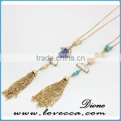 girls fashion new long natrual crystal gemstone necklace