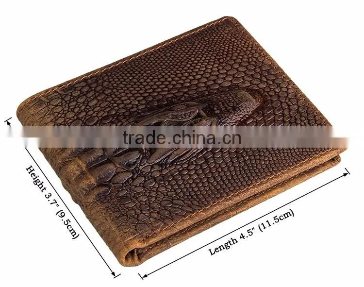 Crocodile Pattern Crazy Horse genuine leather wallet