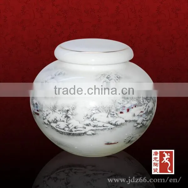Modern small round white color porcelain tea container