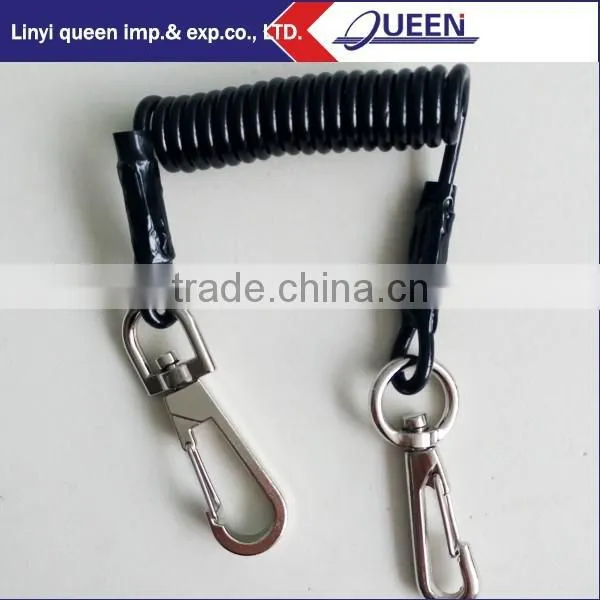 Spring Steel Wire Safety Tool Lanyards With Locking Carabiners