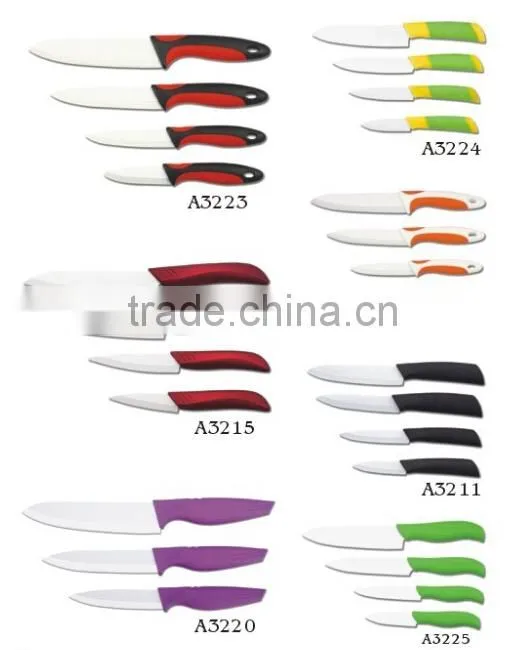 5 pieces colored ceramic kitchen knife set with peeler
